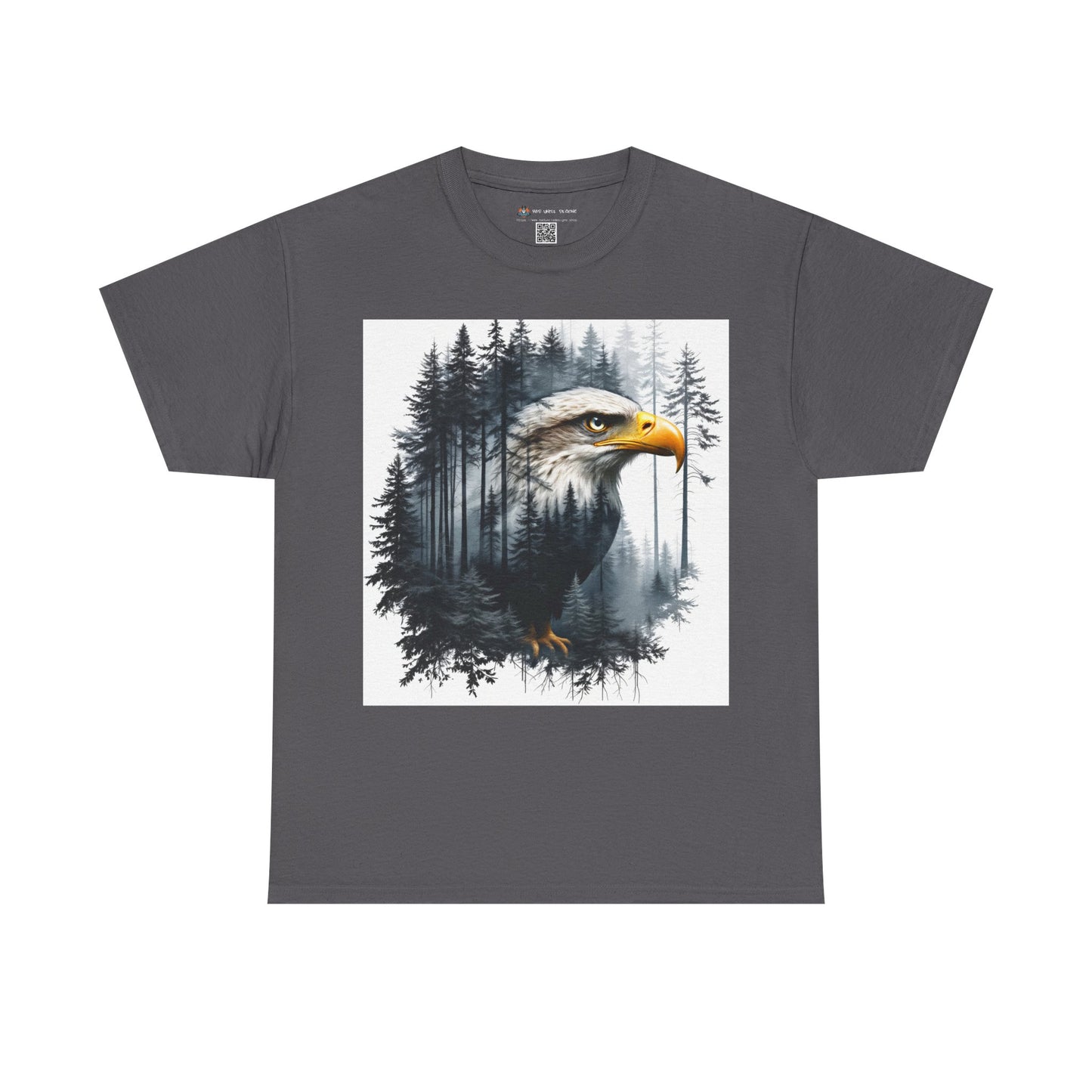 Unisex Heavy Cotton Tee with double exposure eagle design