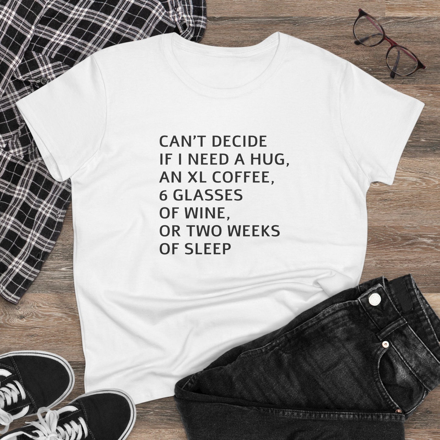 Funny Women's Midweight Cotton Tee - 'Can't Decide If I Need A Hug'