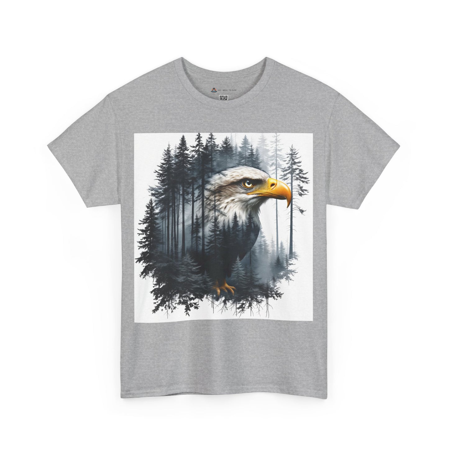 Unisex Heavy Cotton Tee with double exposure eagle design