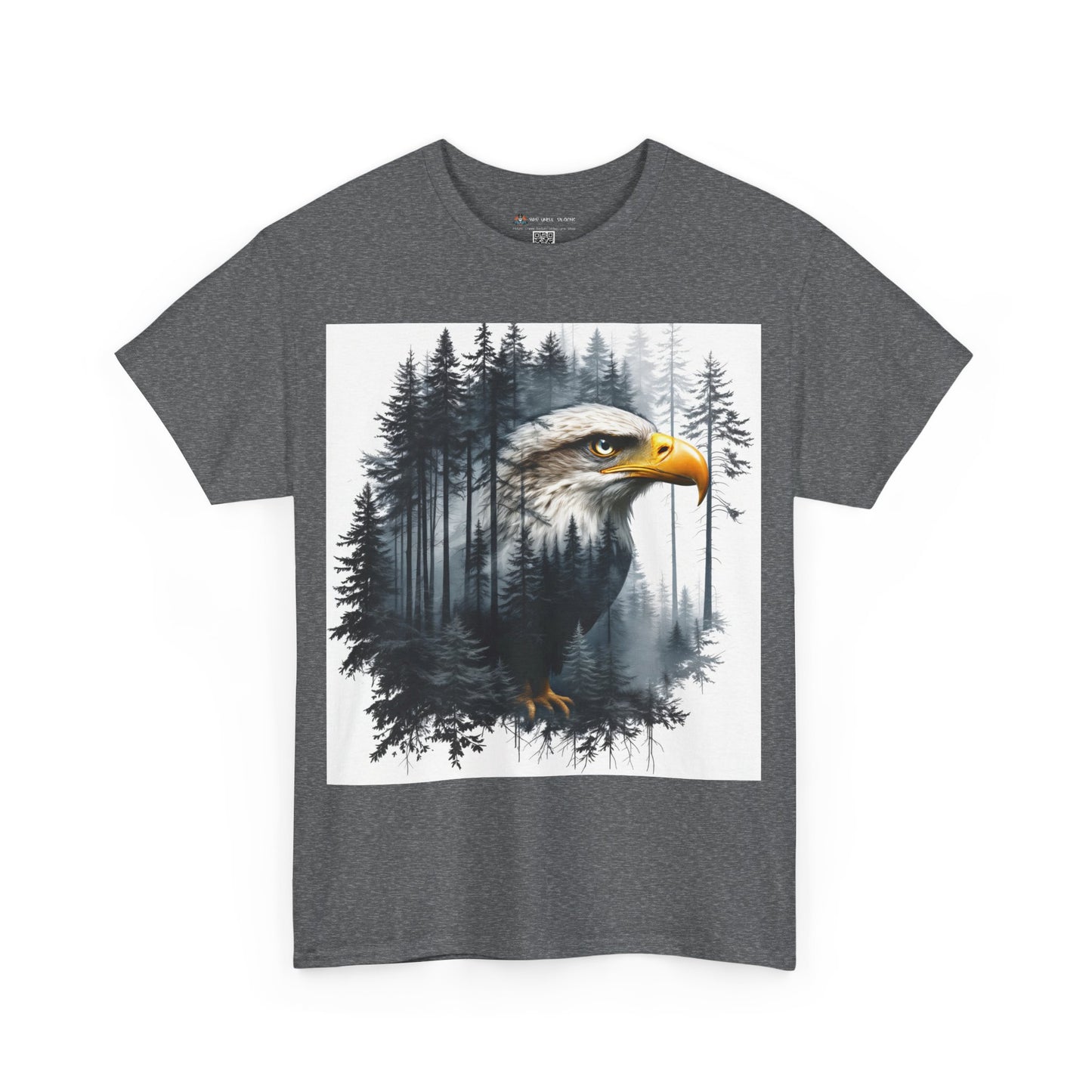 Unisex Heavy Cotton Tee with double exposure eagle design
