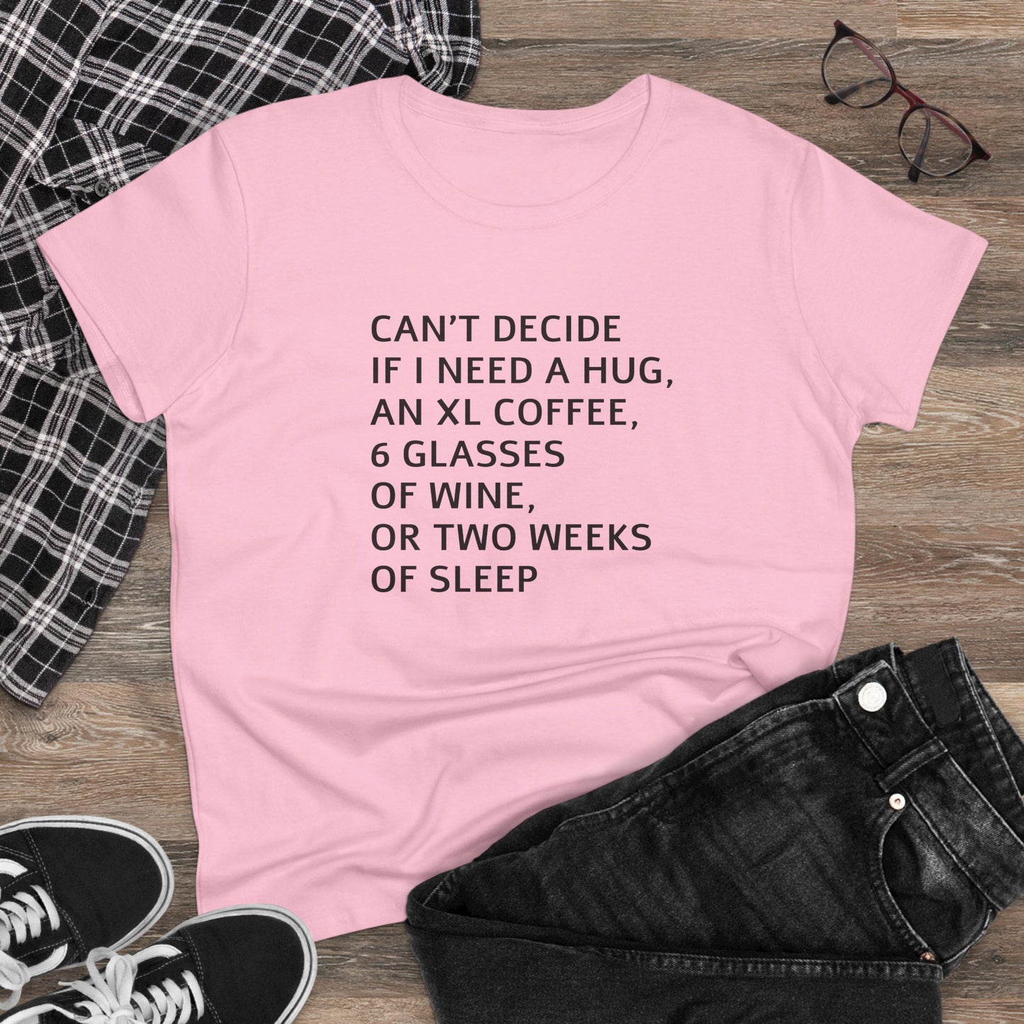 Funny Women's Midweight Cotton Tee - 'Can't Decide If I Need A Hug'