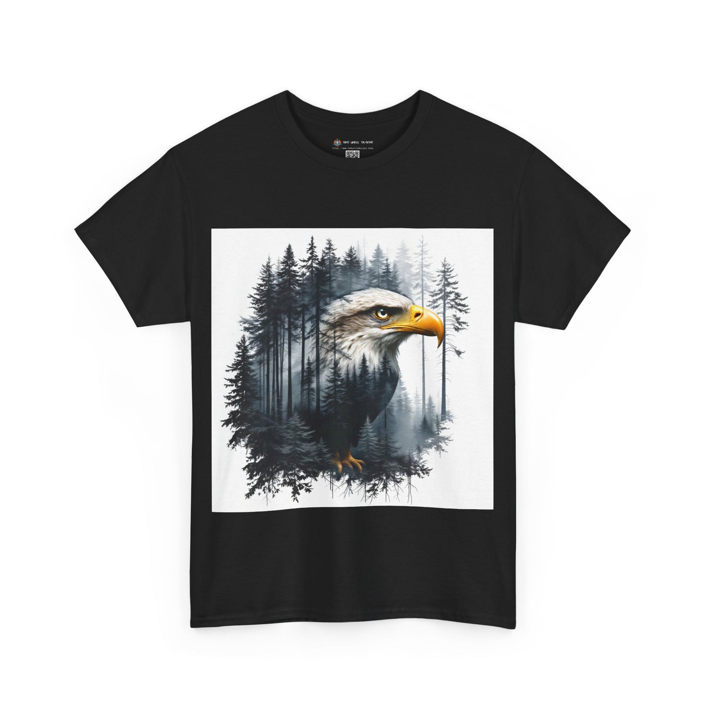 Unisex Heavy Cotton Tee with double exposure eagle design