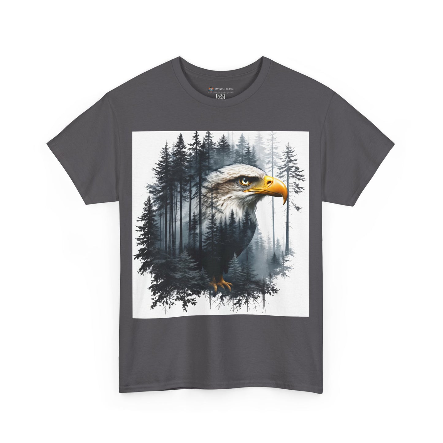 Unisex Heavy Cotton Tee with double exposure eagle design