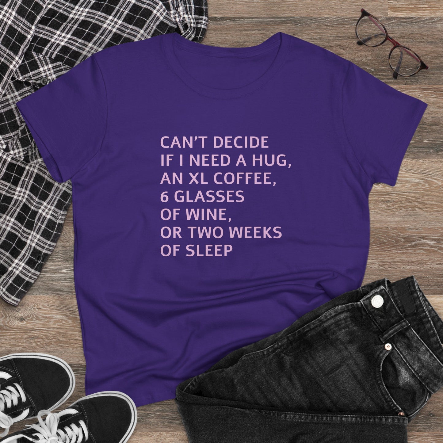 Funny Women's Midweight Cotton Tee - 'Can't Decide If I Need A Hug'
