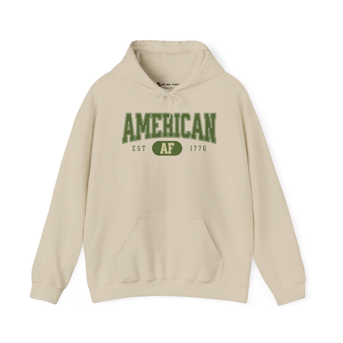Sweatshirt With American AF est 1776 written on front