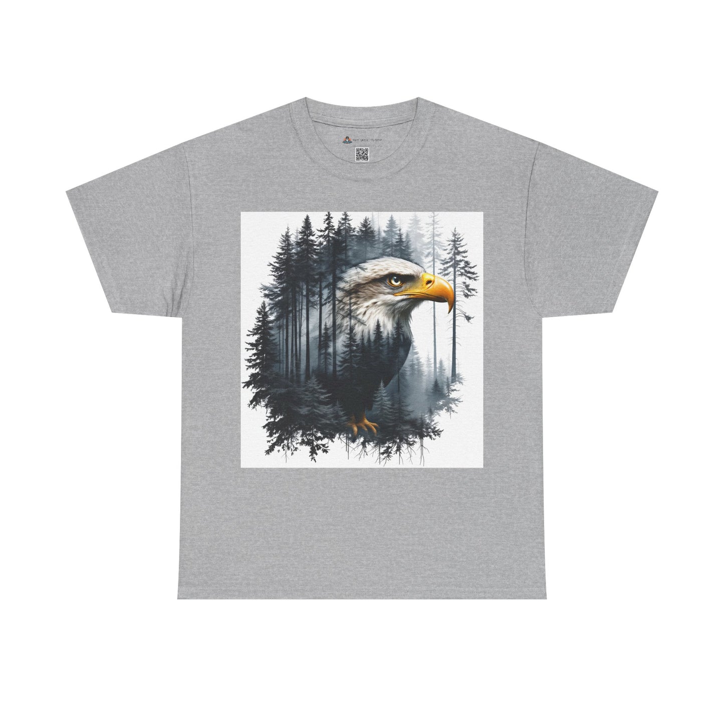 Unisex Heavy Cotton Tee with double exposure eagle design
