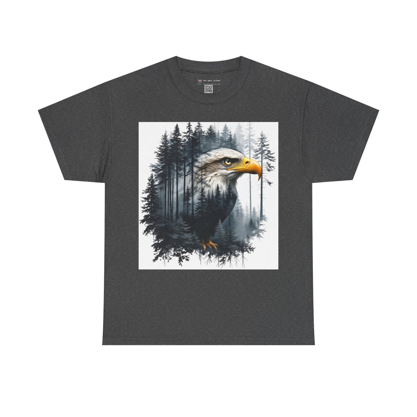 Unisex Heavy Cotton Tee with double exposure eagle design