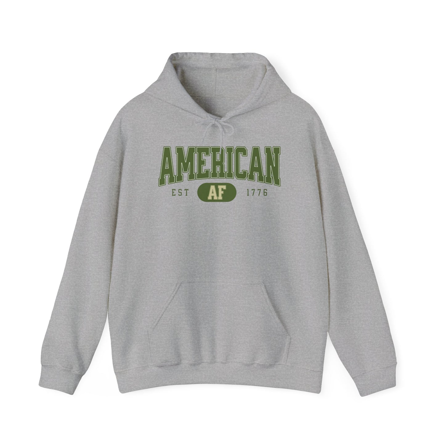 Sweatshirt With American AF est 1776 written on front