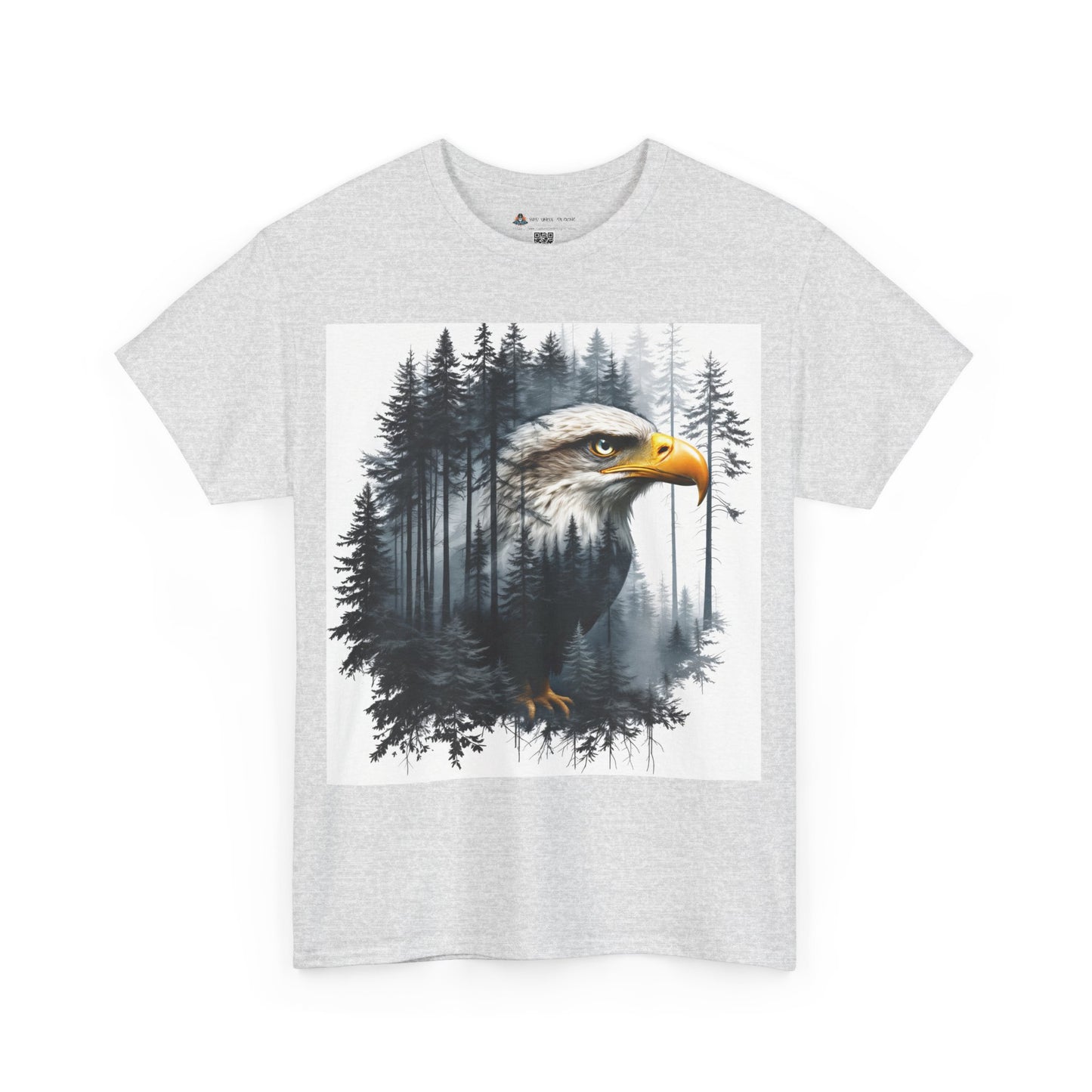 Unisex Heavy Cotton Tee with double exposure eagle design