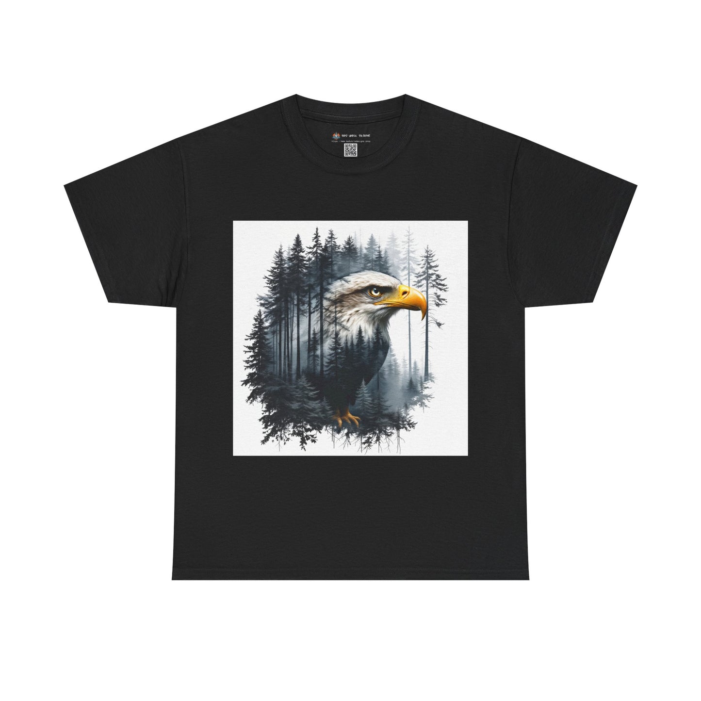 Unisex Heavy Cotton Tee with double exposure eagle design