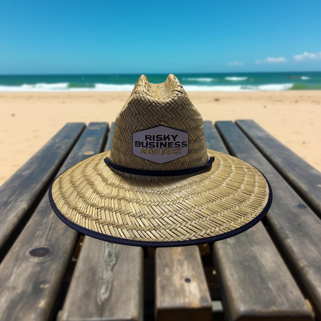Risky Business Mega Truck Mat Straw Hat with Patch