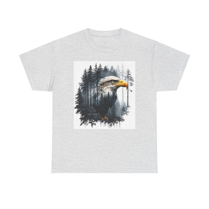 Unisex Heavy Cotton Tee with double exposure eagle design