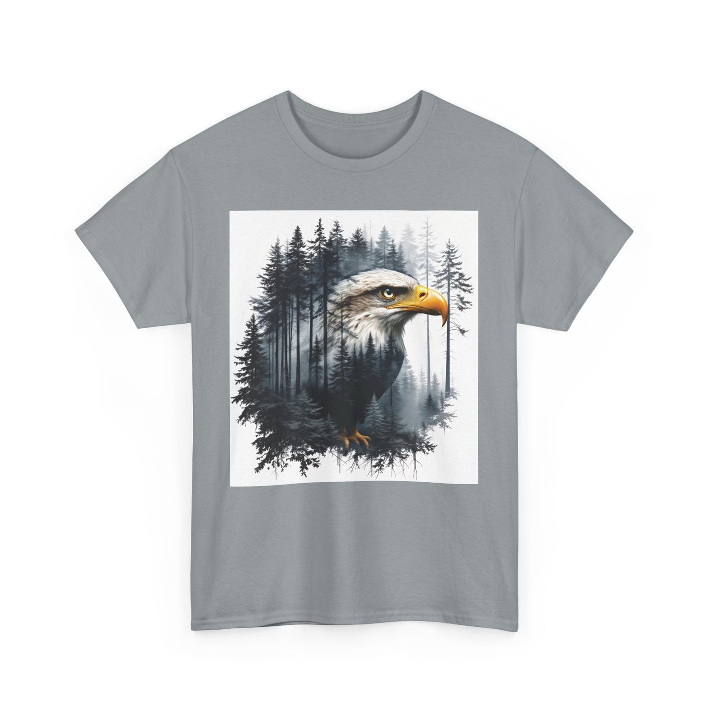 Unisex Heavy Cotton Tee with double exposure eagle design