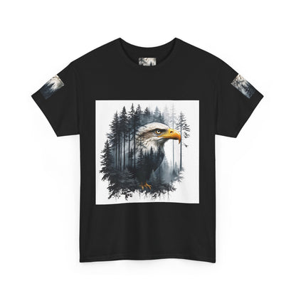 Unisex Heavy Cotton Tee with double exposure eagle design