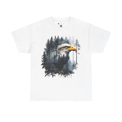Unisex Heavy Cotton Tee with double exposure eagle design