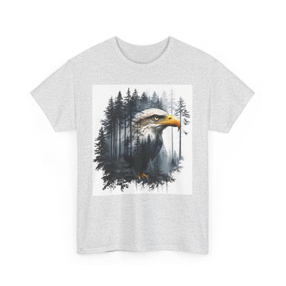 Unisex Heavy Cotton Tee with double exposure eagle design