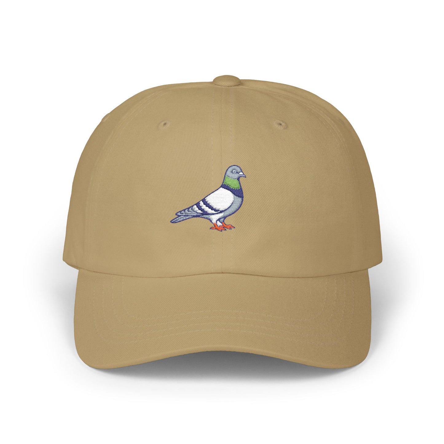 Pigeon on a Classic Dad Cap