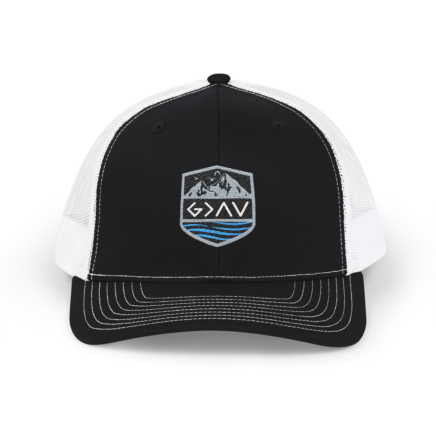 Embroidered Mountain Wave Trucker Cap — Outdoor Adventure Snapback