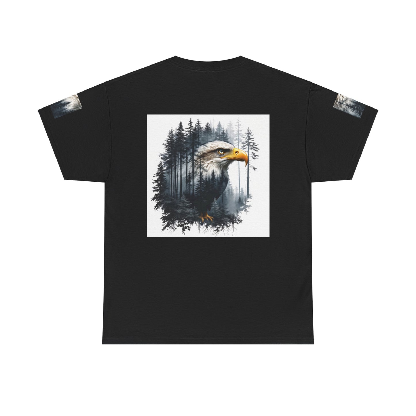 Unisex Heavy Cotton Tee with double exposure eagle design