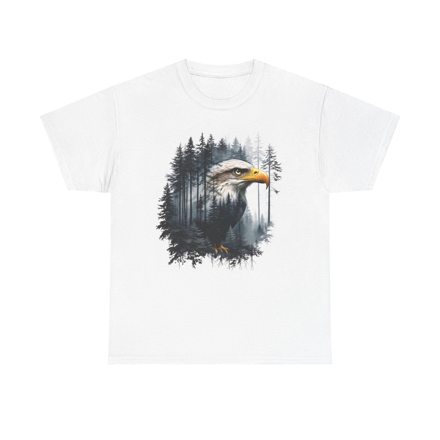 Unisex Heavy Cotton Tee with double exposure eagle design