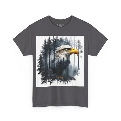 Unisex Heavy Cotton Tee with double exposure eagle design