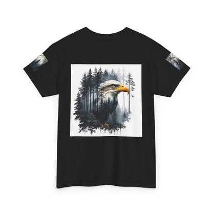 Unisex Heavy Cotton Tee with double exposure eagle design