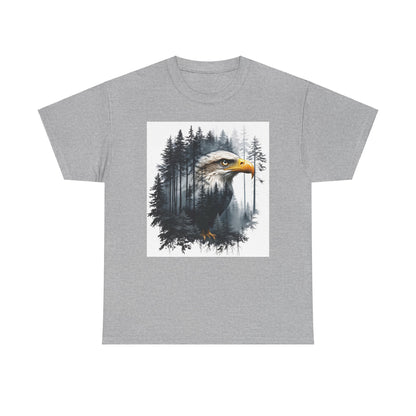 Unisex Heavy Cotton Tee with double exposure eagle design