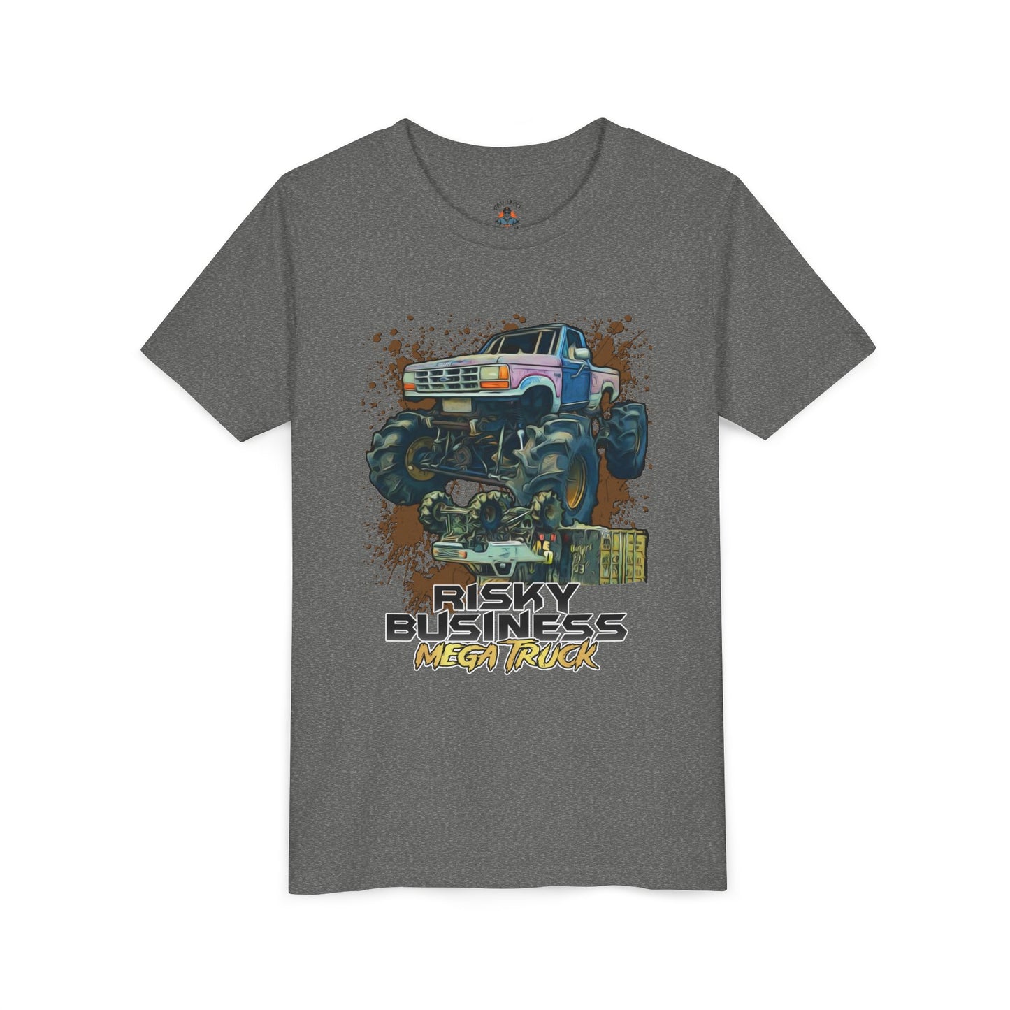 Youth Risky Business Mega Truck Tee - Fun Graphic Short Sleeve Shirt for Young Adventurers