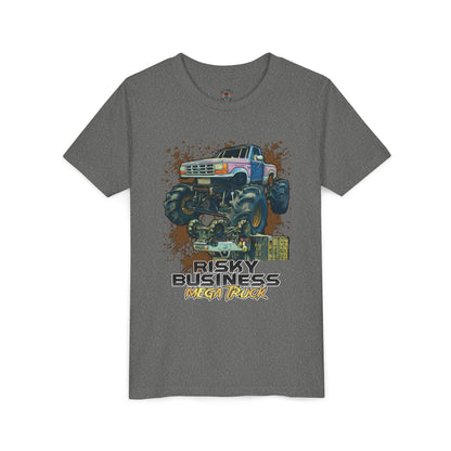 Youth Risky Business Mega Truck Tee - Fun Graphic Short Sleeve Shirt for Young Adventurers