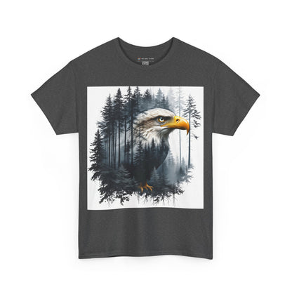 Unisex Heavy Cotton Tee with double exposure eagle design