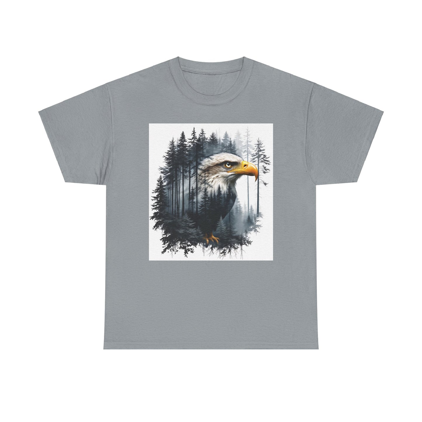 Unisex Heavy Cotton Tee with double exposure eagle design