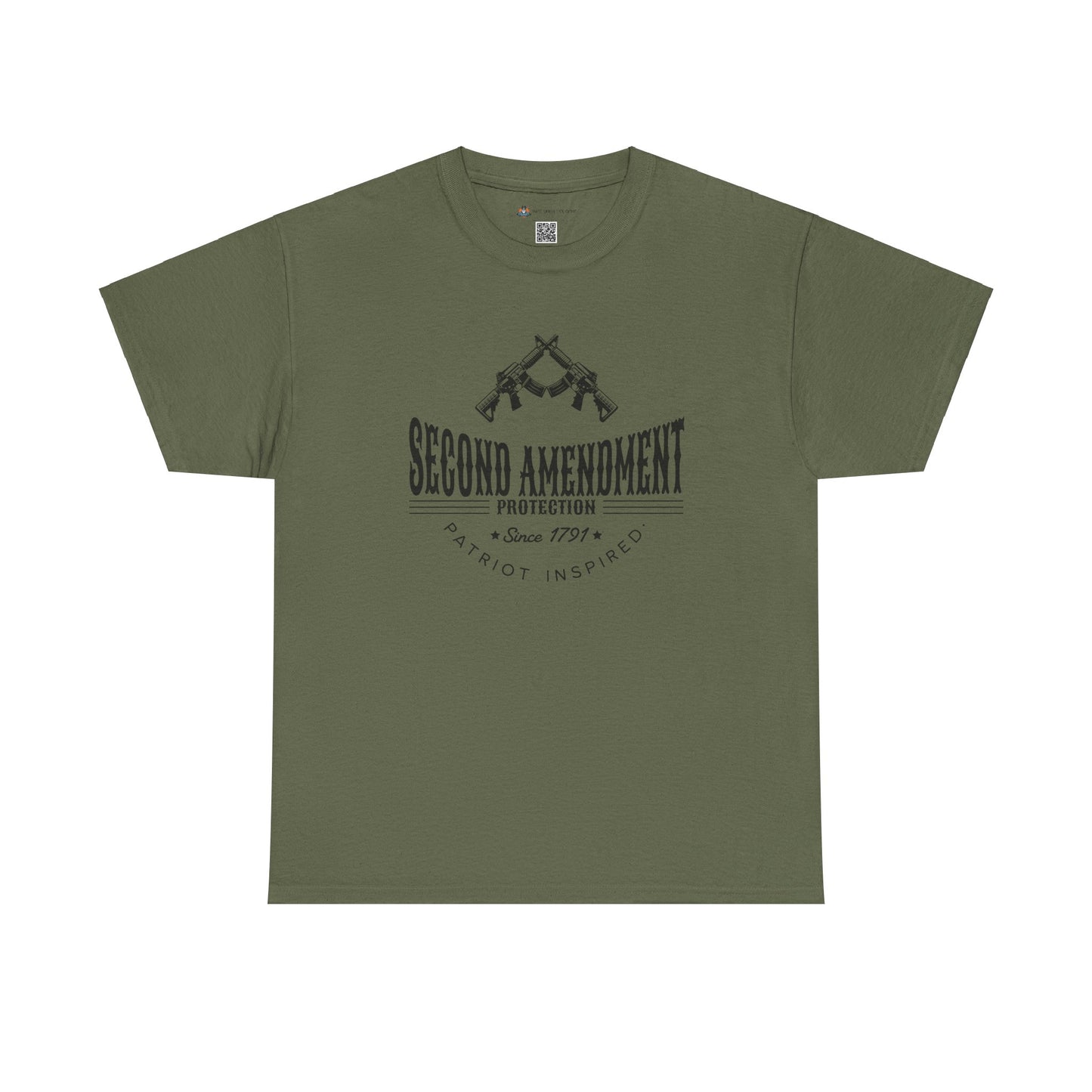 Military green t shirt with a design that reads second amendment protection since 1791 patriot inspired