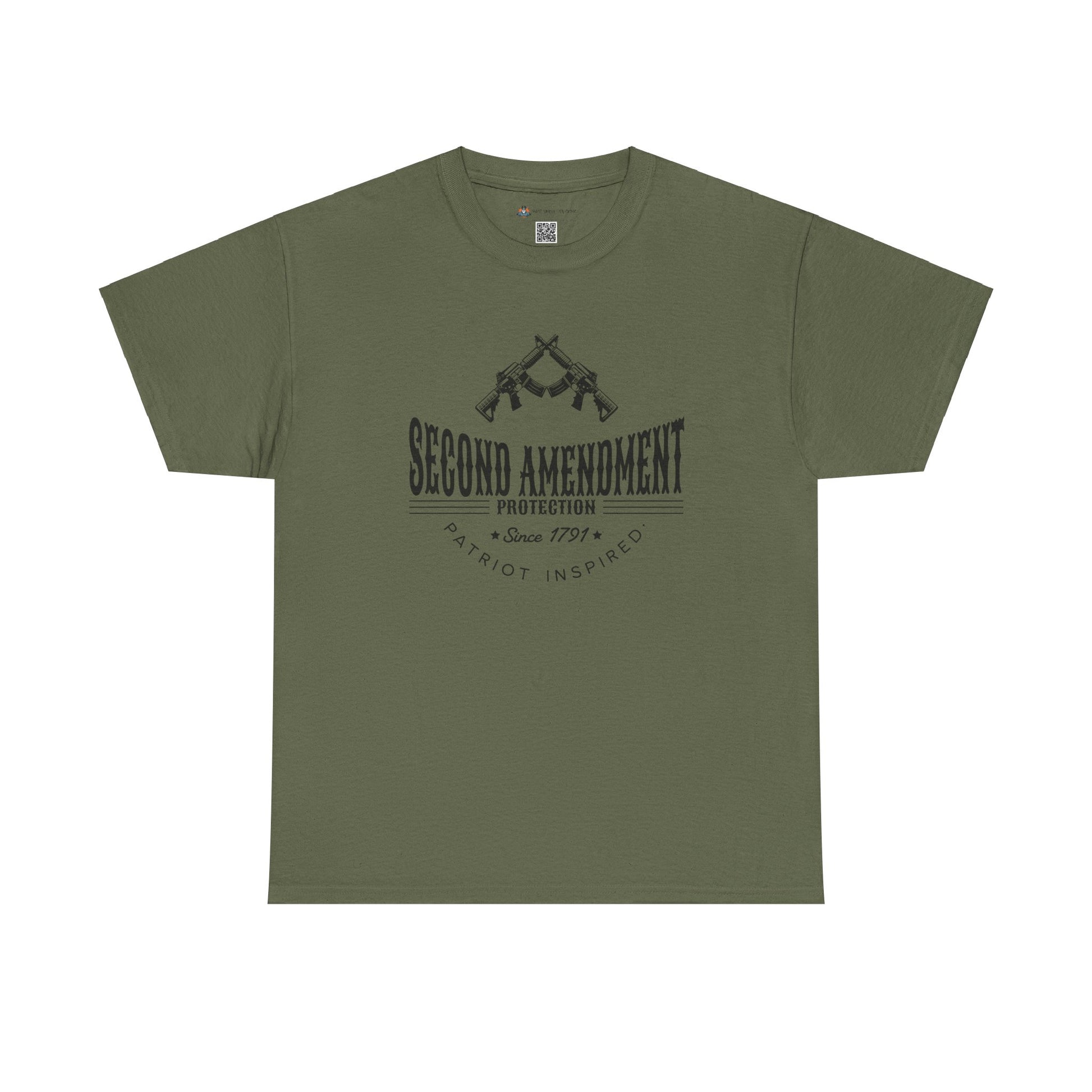 Military green t shirt with a design that reads second amendment protection since 1791 patriot inspired