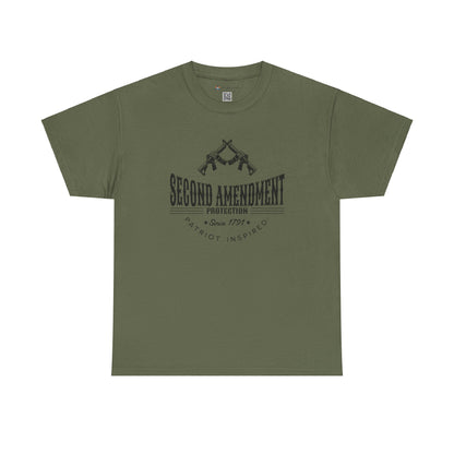 Military green t shirt with a design that reads second amendment protection since 1791 patriot inspired