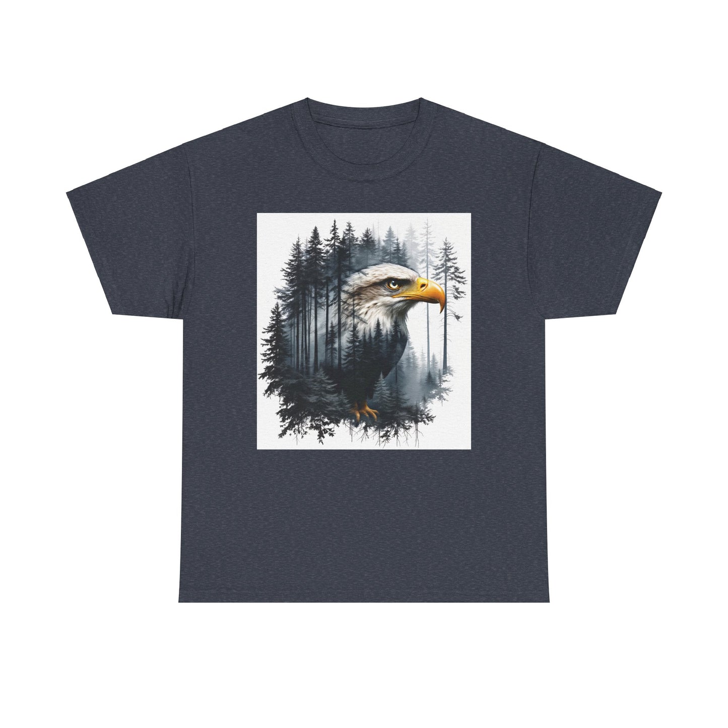 Unisex Heavy Cotton Tee with double exposure eagle design