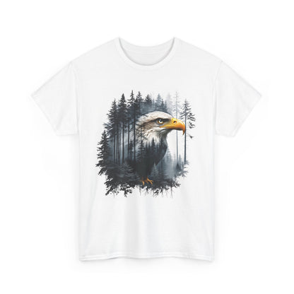 Unisex Heavy Cotton Tee with double exposure eagle design