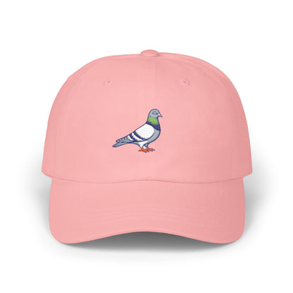 Pigeon on a Classic Dad Cap