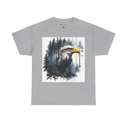 Unisex Heavy Cotton Tee with double exposure eagle design
