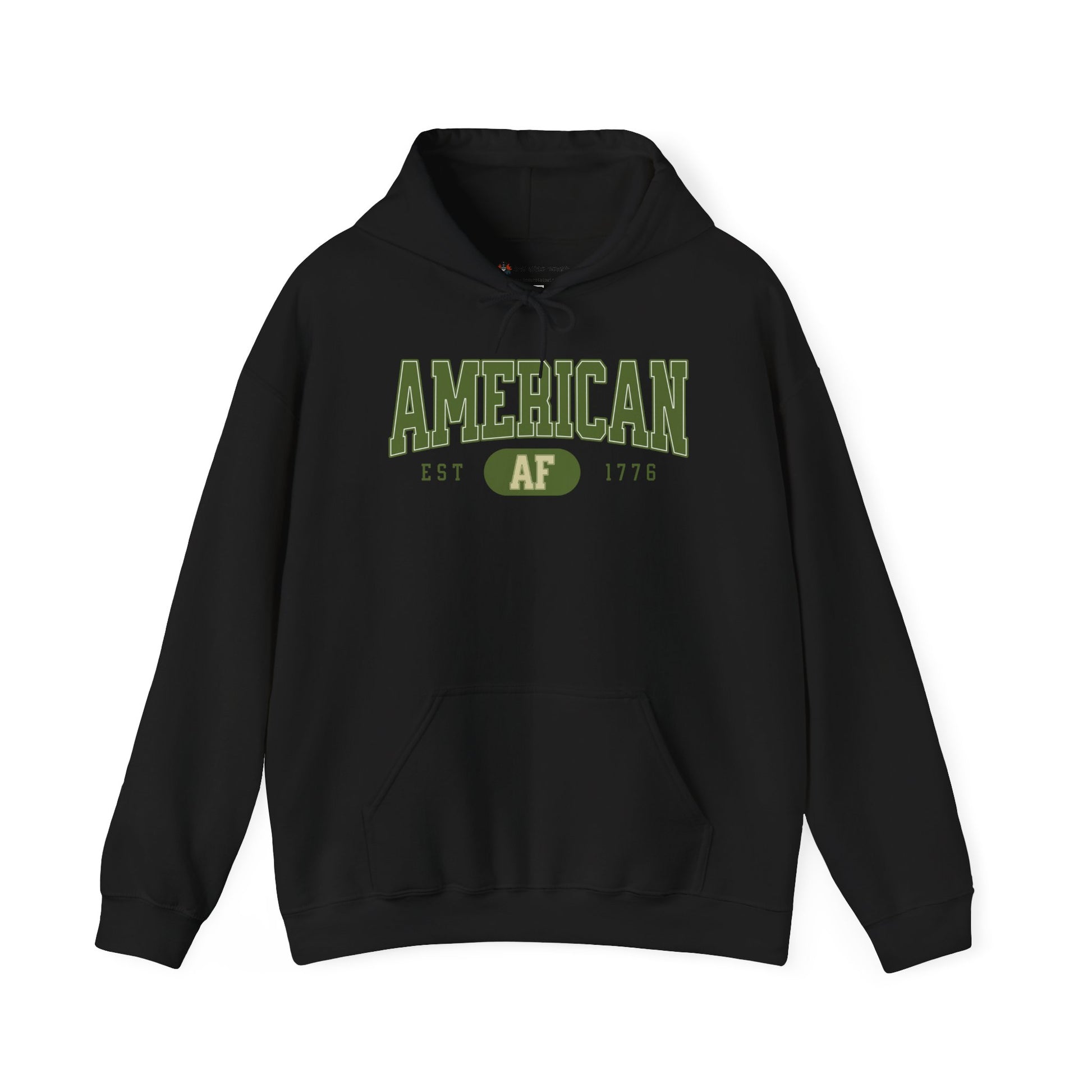 Sweatshirt With American AF est 1776 written on front