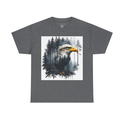 Unisex Heavy Cotton Tee with double exposure eagle design