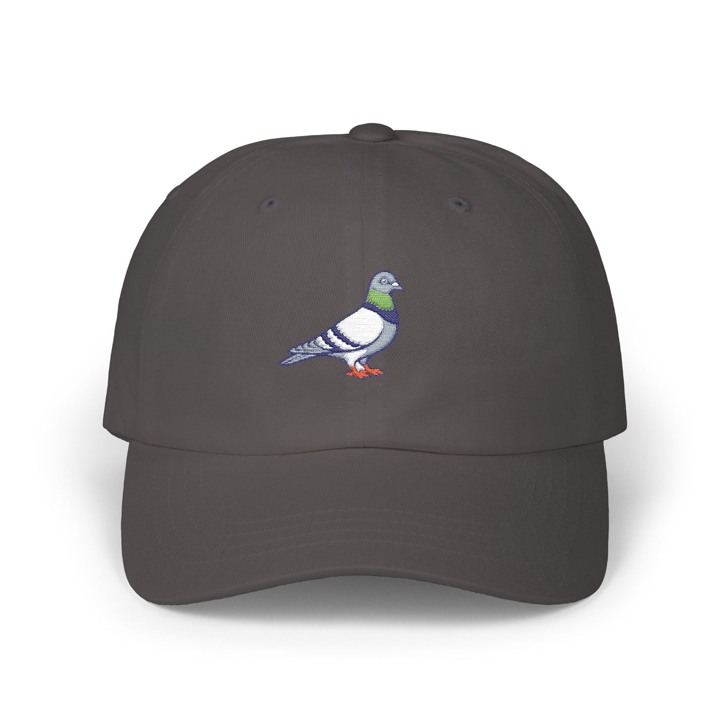 Pigeon on a Classic Dad Cap