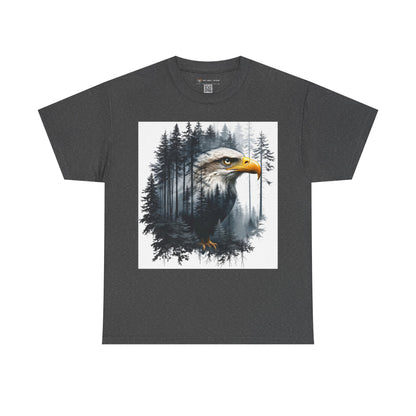 Unisex Heavy Cotton Tee with double exposure eagle design