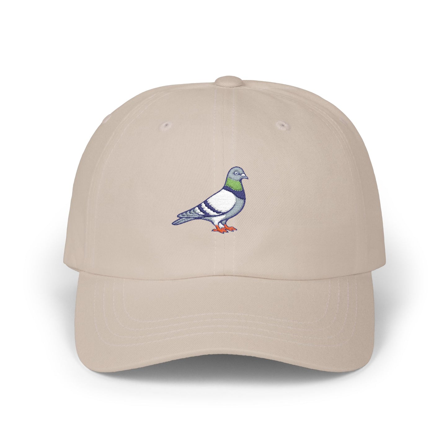 Pigeon on a Classic Dad Cap