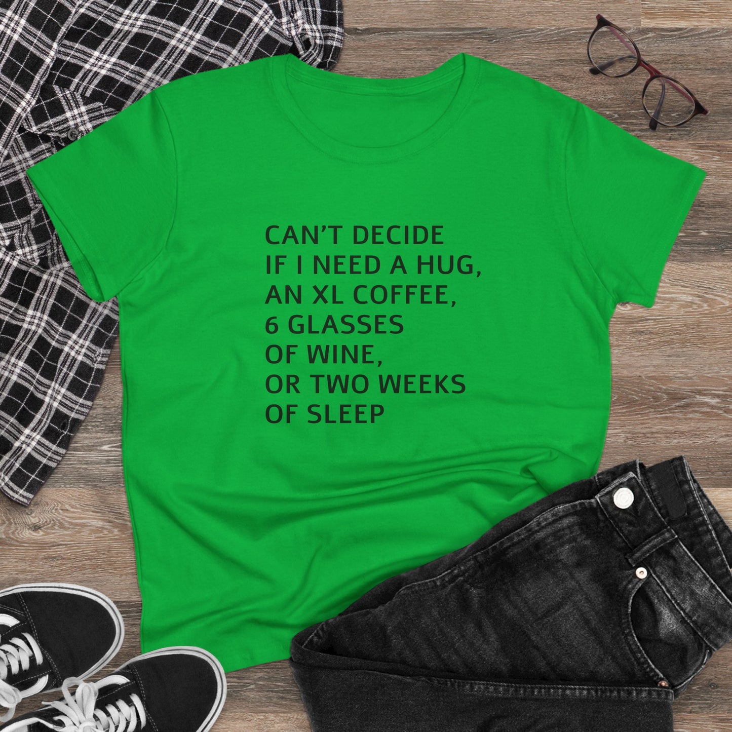 Funny Women's Midweight Cotton Tee - 'Can't Decide If I Need A Hug'