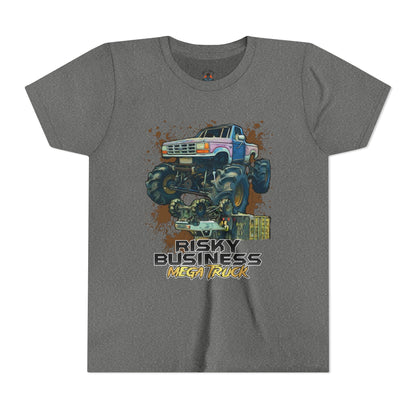 Youth Risky Business Mega Truck Tee - Fun Graphic Short Sleeve Shirt for Young Adventurers