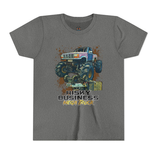 Youth Risky Business Mega Truck Tee - Fun Graphic Short Sleeve Shirt for Young Adventurers
