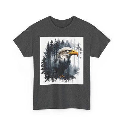 Unisex Heavy Cotton Tee with double exposure eagle design