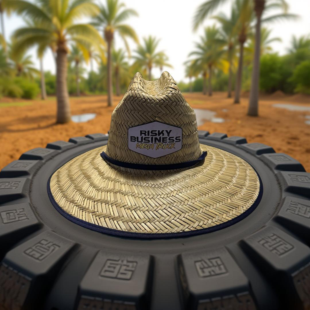 Risky Business Mega Truck Mat Straw Hat with Patch