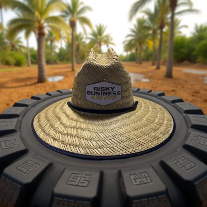 Risky Business Mega Truck Mat Straw Hat with Patch