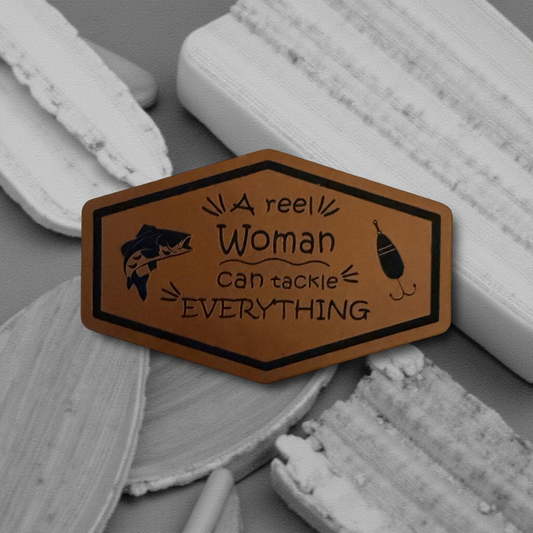 A reel woman can tackle everything hat patch